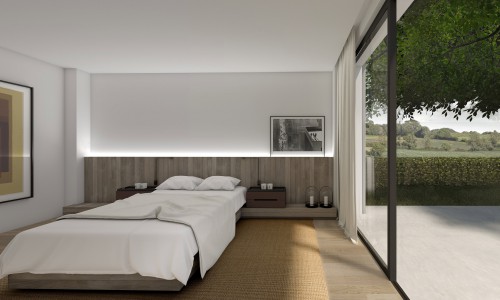 New house architects bedroom with sea view east devon
